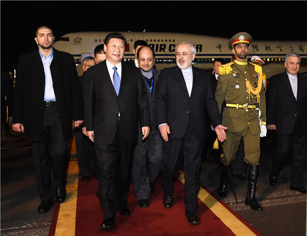 <BR>习近平抵达德黑兰开始对伊朗进行国事访问