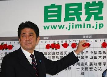 日本自民党党首安倍晋三与奥巴马举行电话会谈