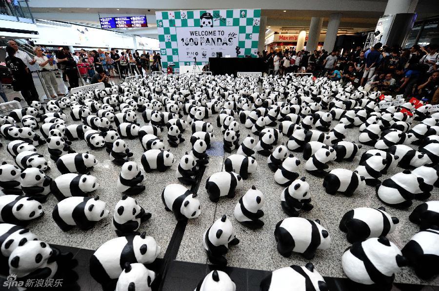千只纸熊猫空降香港 刘嘉玲舒淇卖萌合影倡环保