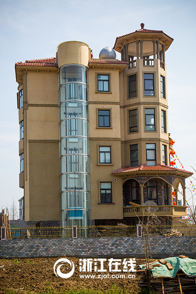史上最壕农居房:游泳池+观光电梯+土豪金围栏