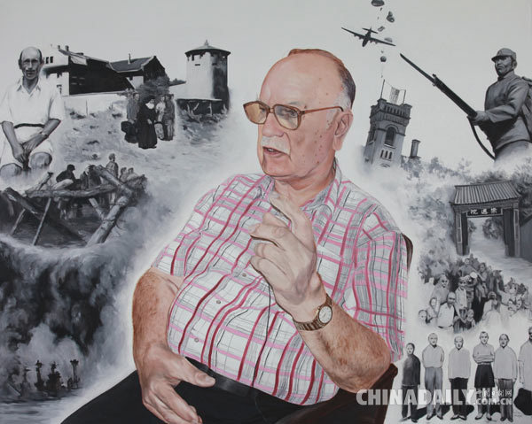 潍坊退休干部创作大型油画 献礼抗战胜利70周年