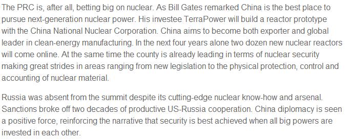 【习主席出席核安全峰会老外谈⑪】中国“桥梁式领导”将引领全球核安全的未来