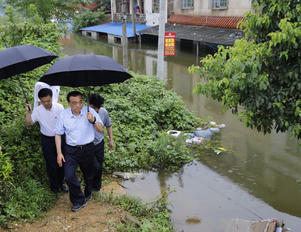 总理视察湖南长江干堤 要求防汛确保人民生命财产安全