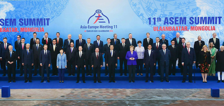亚欧首脑会议乌兰巴托“全家福”