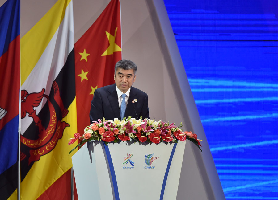 中国国际贸易促进会副会长陈洲代表中国-东盟商务与投资峰会致辞