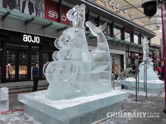 国际冰雕作品亮相长春街头