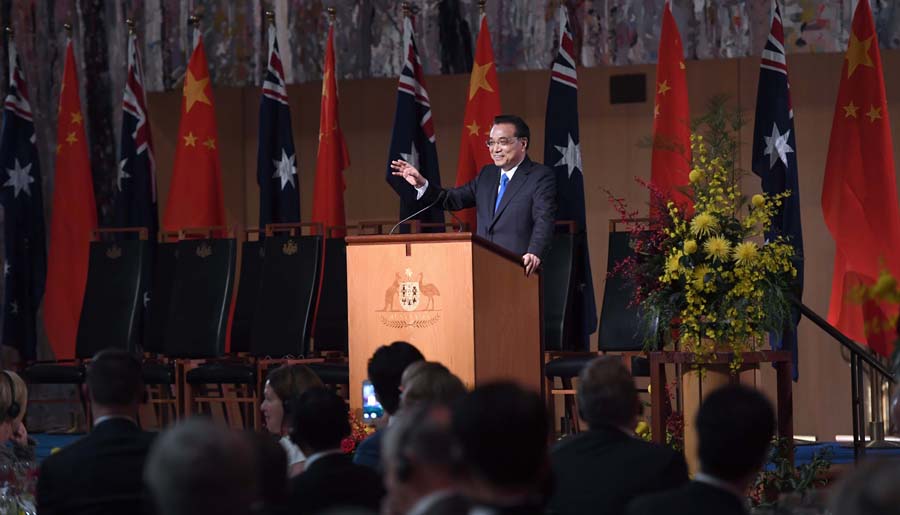 李克强在澳大利亚总理特恩布尔举行的欢迎宴会上致辞