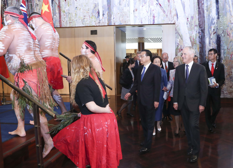 澳大利亚土著人以传统舞蹈欢迎中国总理