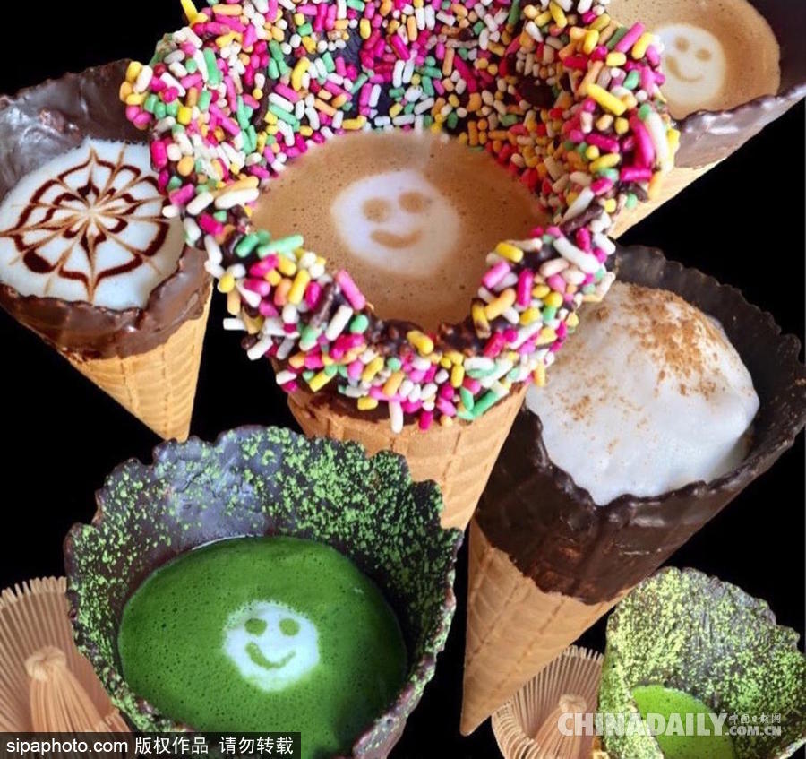 来一杯脆皮咖啡！东京一咖啡店标新立异推出能喝的“甜筒”