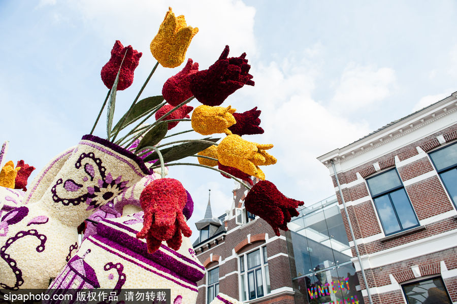 鲜花还能这样玩 荷兰鲜花大游行现巨型花卉“怪兽”