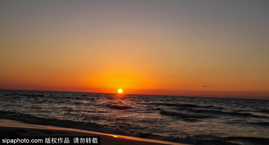 夕阳西下 加沙海边日落美景