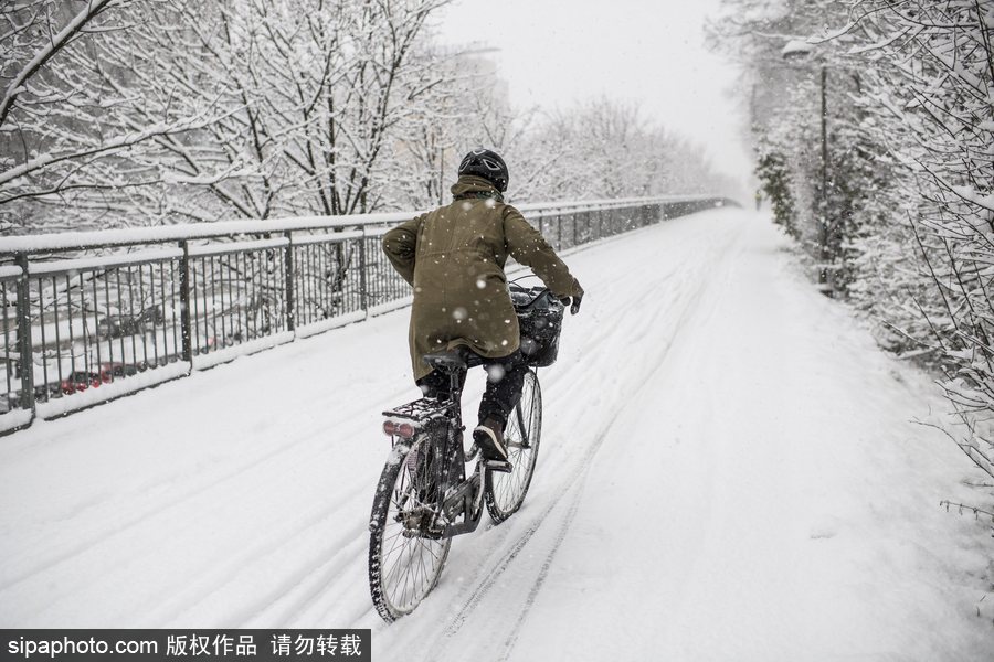 瑞典迎来今年第一场降雪 严重影响当地交通