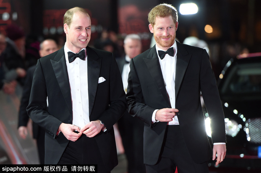 威廉王子与哈里王子齐现身助阵《星战8》首映