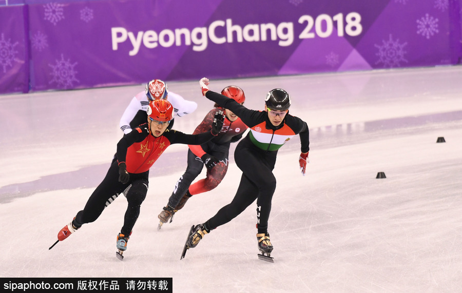 2018平昌冬奥会短道速滑：男子5000米接力A组决赛 中国队摘银