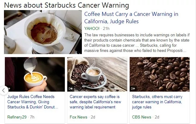“星巴克咖啡致癌”刷了屏，吓得我赶紧喝了一杯压压惊……