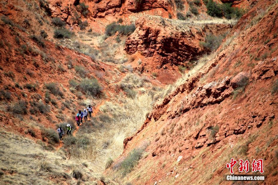 800余人徒步穿越甘肃张掖“鬼脸”丹霞