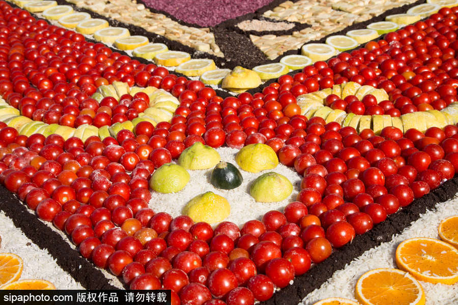 意大利罗马举行花毯节 鲜花地毯五彩缤纷美如画