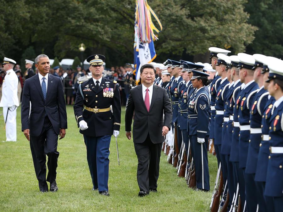 奥巴马在白宫举行仪式欢迎习近平