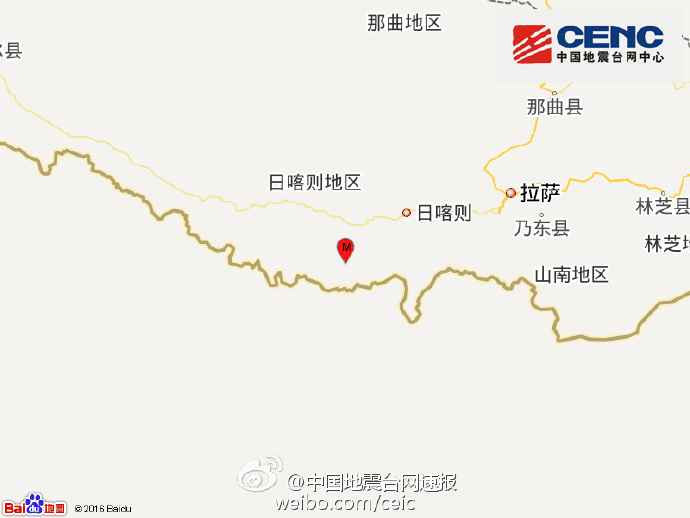 西藏日喀则市连发三次地震 最大两次5.3级