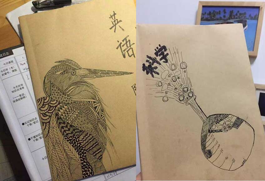 体育老师爸爸给孩子画的书皮 你就说服不服？(组图)