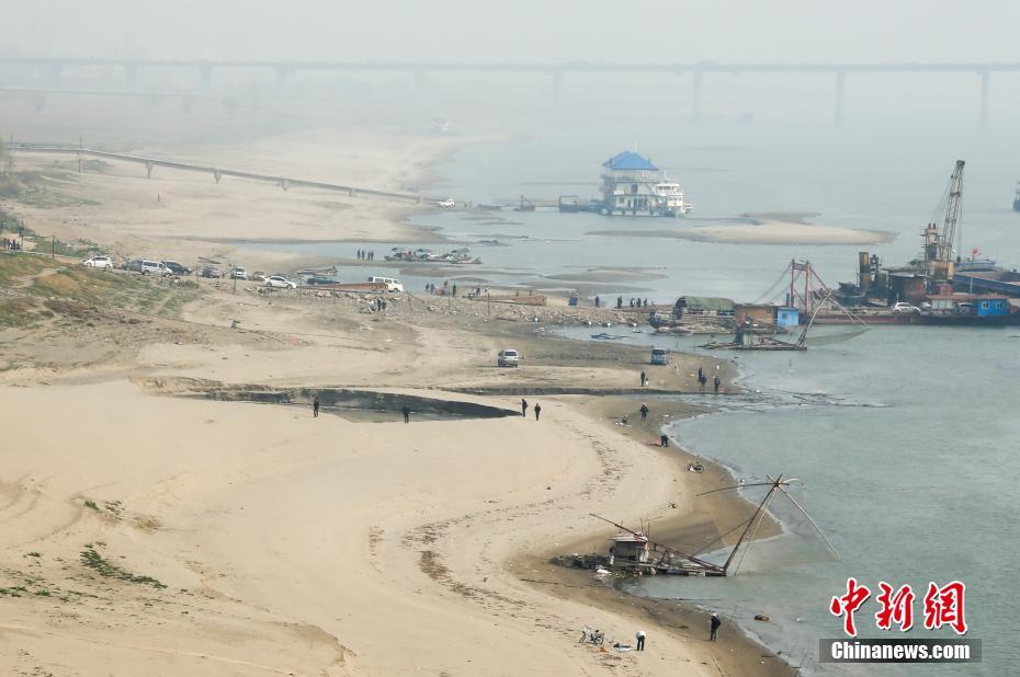 长江武汉段进入枯水期 沙洲成景（组图）